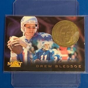 Drew Bledsoe #13 1996 Pinnacle Mint Football Trading Card w/Commemorative Coin